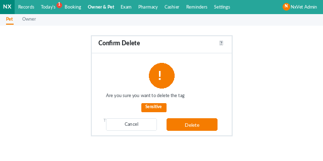 Delete Tag Confirmation
