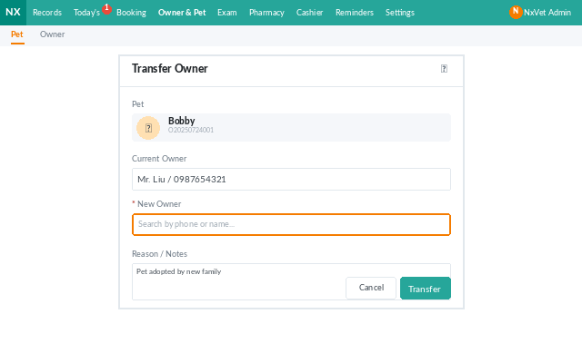 Transfer Owner Detail