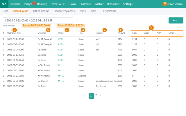 Stored Value Details
